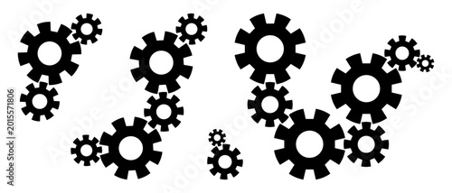 Bild auf Leinwand Gear icons set with various cogwheel silhouettes for industry and mechanism conc