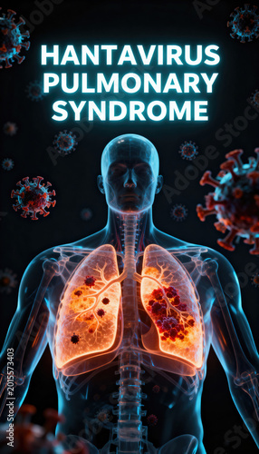 3d medical illustration of human lungs infected with hantavirus pulmonary syndrome