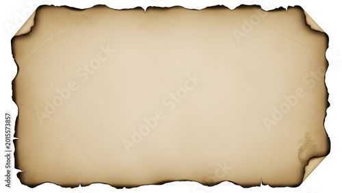 Bild auf Leinwand Burnt paper texture background with torn edges and dark brown border