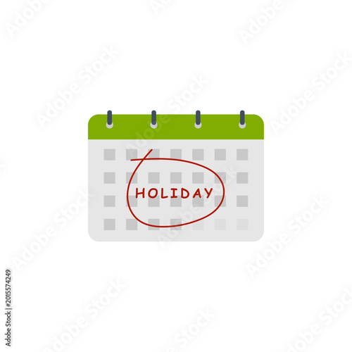 Calendar with Holiday Mark. Vacation and Time Off Concept