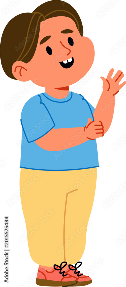 Fototapeta premium Boy Waving Friendly Cartoon