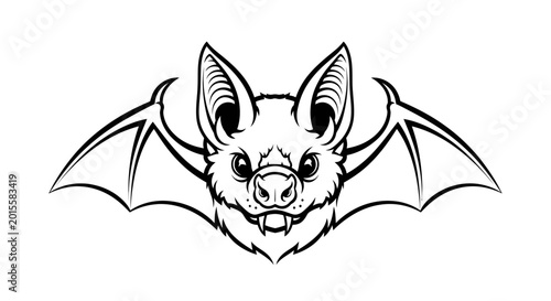 Tableau sur toile Bat Flying Mammal Closeup Face.