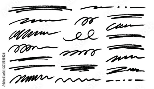 Bild auf Leinwand Hand drawn ink scribble strokes and grunge brush lines collection for graphic de