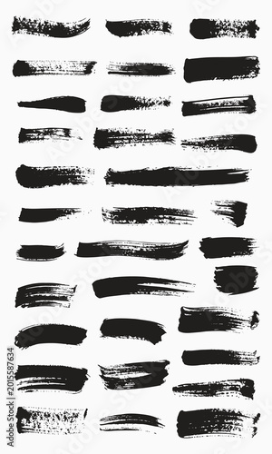 Vector Collection of Black Grunge Brush Strokes