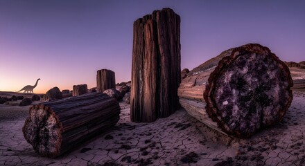 Mysterious Petrified Wood Forest at Twilight Surreal Landscape Photography