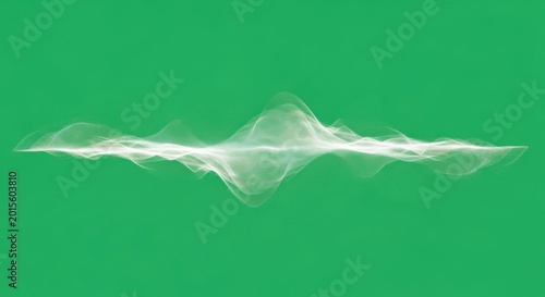 A glowing white waveform oscillates across a vibrant green background with a solid white foreground.