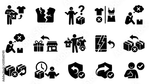 Photos Return Reason Silhouette Set – Customer Experience, Refund, E-Commerce Return Ic