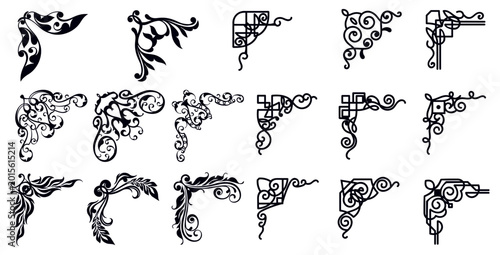 Photos Vector illustration of decorative frame corner set