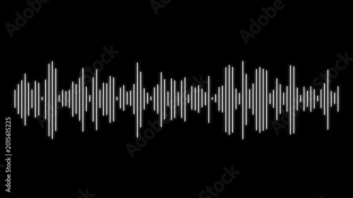 Animated sound wave spectrum.Abstract white audio frequency waveform animation on transparent background, minimal music.4k