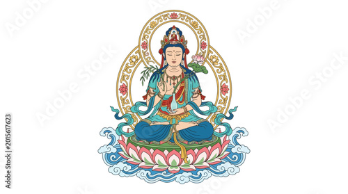 Foto Buddhist Deity Avalokiteshvara Lotus Meditation Enlightenment