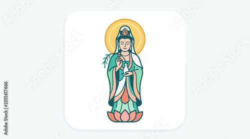 Foto Guan Yin Bodhisattva Lotus Flower Aura Meditation Zen