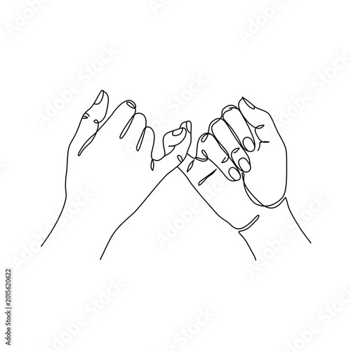 A promise between two people shown with entwined pinky fingers
