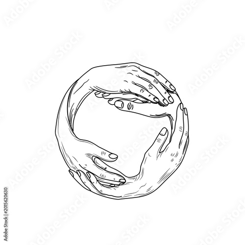 Circle of Helping Hands Illustration Symbolizing Unity and Support