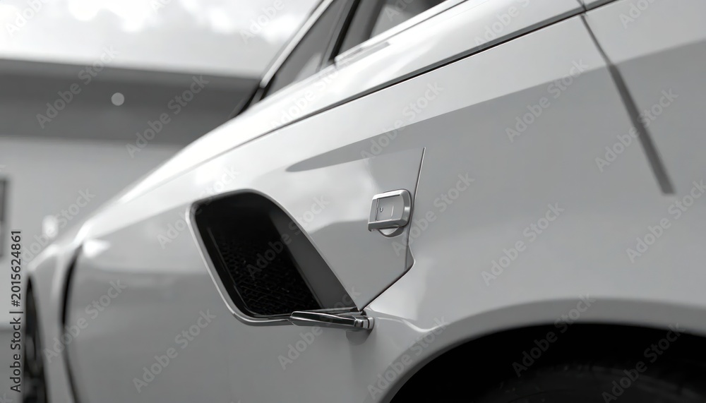 Fototapeta premium Close-up Black and White Detail of a Vintage Car Side Vent.