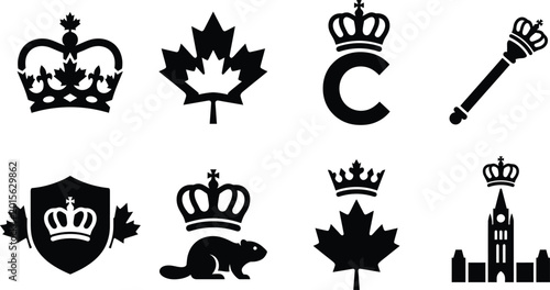 Victoria Day Canada Greeting Poster – Royal Crown, Maple Leaf, Canadian Flags, and Celebration Fireworks Design