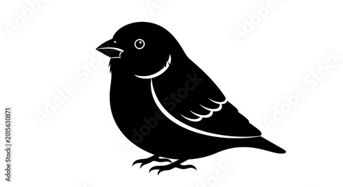 Black Bird Silhouette Side View Profile.