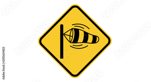 Free Download Yellow warning sign indicating upcoming wind turbines on road for safe driving and awareness. - GFXLoad