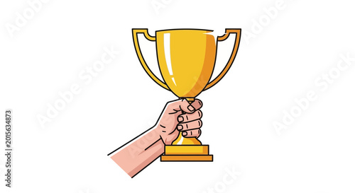 Cuadro en lienzo Hand Holding Golden Trophy Cup.