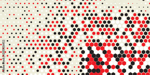 Bilde på lerret horizontal halftone of black hexagon design for pattern and background