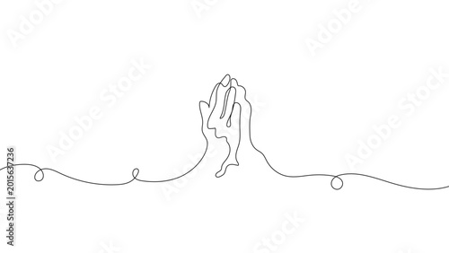 Foto Continuous one line praying hands illustration, Islamic prayer and Ramadan spiri