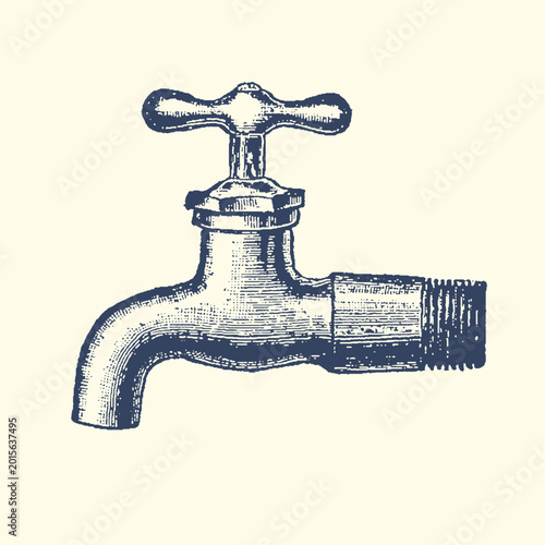 Photos Vintage water faucet illustration with plumbing bathroom illustration creative m
