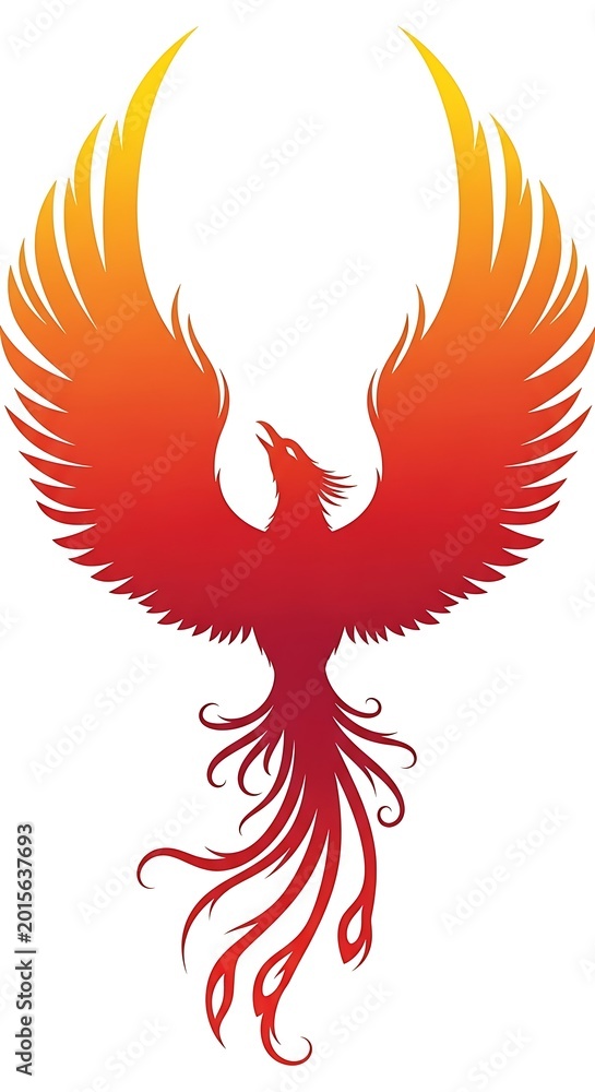 Naklejka premium Vibrant Phoenix Bird in Flight Illustration.