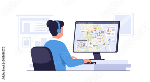 A dedicated customer support representative working at a computer station.