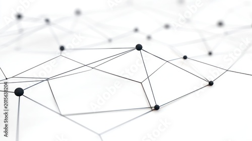 Abstract network structure with connected dots and lines on white background