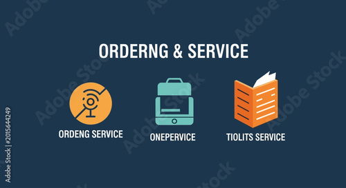 Fotografie Flat design graphic illustrating ordering and service concepts with simple icons