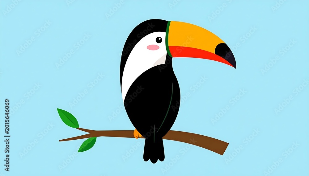 Naklejka premium Colorful Toucan Perched on Branch.