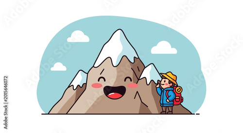 Εκτύπωση καμβά Cartoon mountain with happy face expression.