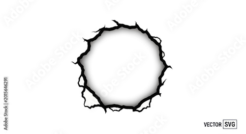 Quadro su tela Burnt Hole in White Background.