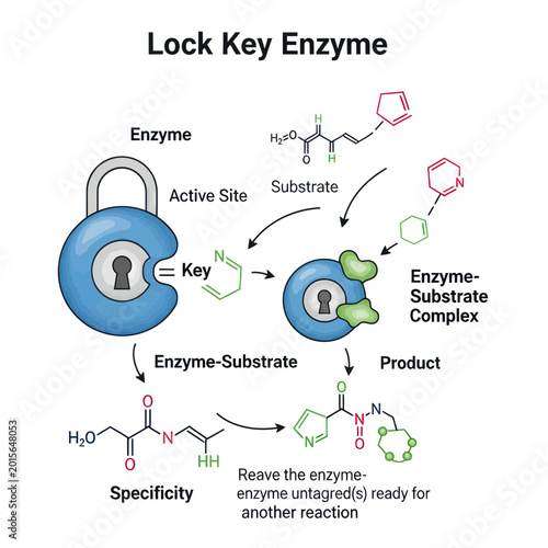 Bild auf Leinwand Enzyme Lock and Key Mechanism Model.