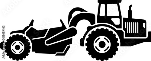 Heavy machinery scraper silhouette for construction industry icon