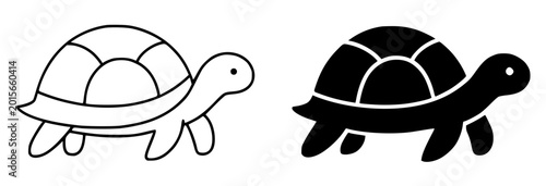 Foto Turtle minimalist illustration, outline and silhouette icons