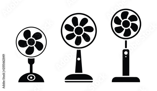 Photos Electric ventilator stand fan icon vector illustration cooling appliance symbol