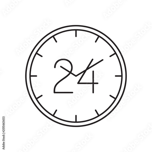 Foto Linear Outline Style Vector Icon of a Twenty Four Hours Dial with Hands Intersec
