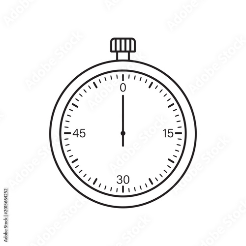 Quadro su tela Minimalist Linear Vector Icon of a Simple Stopwatch Showing Zero Seconds for Tim