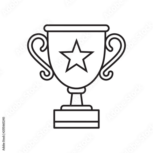 Bild auf Leinwand Linear Vector Icon of a Detailed Trophy Cup with Curly Handles and Star Emblem R