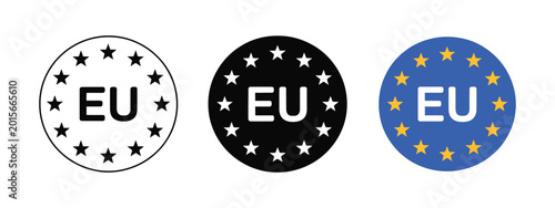 Cuadro en lienzo European Union EU icon label import quality emblem stars rounded box sticker vec