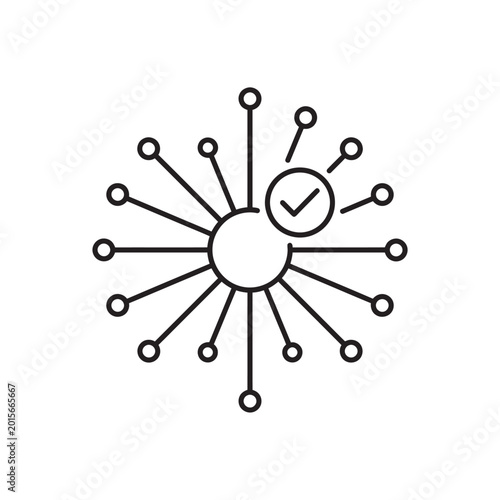 Bild auf Leinwand Decentralized Data Hub Node with Single Verified Signal Vector Icon Representing