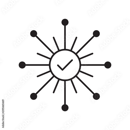 Fotografie Verified Central Network Hub Node with Extended Connections Vector Icon Represen