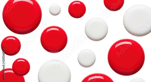 Shiny Red and White Circles on Transparent Background