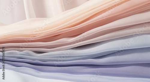 Layered Translucent Fabric Textures in Soft Pastel Hues