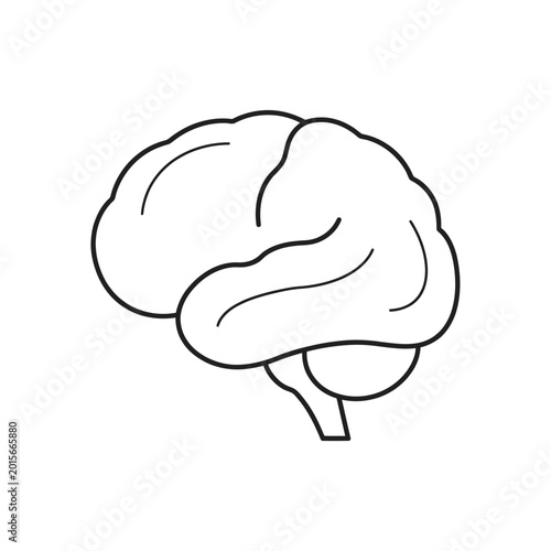Vászonkép Side View Minimalist Line Art of Human Brain Profile Representing Basic Cranial