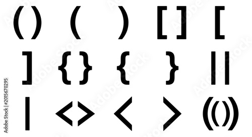 Obraz na plátně Mathematical bracket symbols set, black punctuation marks and parentheses icons,