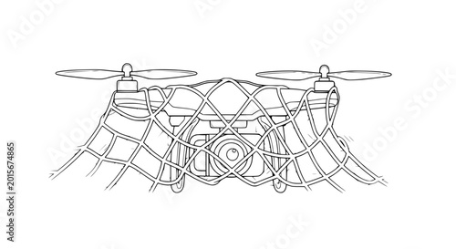 Tableau sur toile Drone covered in protective net, illustration of drone safety or security concep