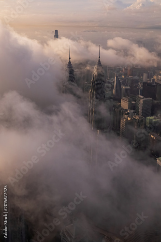 aerial view kuala lumpur during sunrise