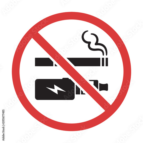 Cuadro en lienzo Red No Smoking and No Vaping Ban Sign Vector Illustration