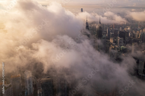 aerial view kuala lumpur during sunrise